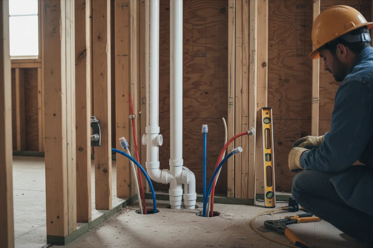 Drain and supply rough-in during Sump Pump Repair in Callands