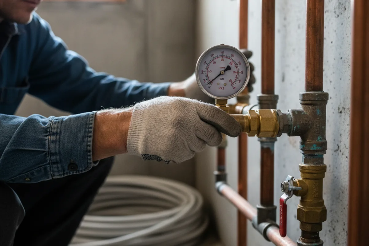 Pressure testing a repaired line during Water Line Repair in Callands